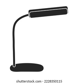Tabellenlampe, Vektorsymbol.Schwarz, Vektorsymbol einzeln auf weißem Hintergrund, Tischlampe.