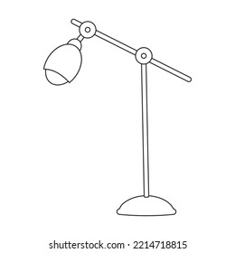 Icono vectorial de lámpara de tabla.Icono vector de contorno aislado en lámpara de tabla de fondo blanca.