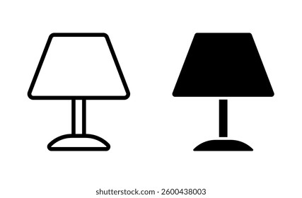 A table lamp vector illustration in linear and solid styles isolated on white background. Ideal for furniture design, home decor, interior design, lighting stores, and smart home applications.