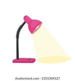 Table lamp vector illustration with rays shine. Office or studying lamp clip art. School supllies clip art. Education and learning concept. Back to school. Desk lamp, Flat vector in cartoon style.