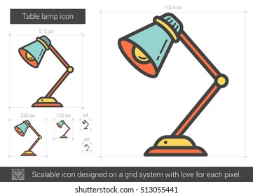 Table lamp vector line icon isolated on white background. Table lamp line icon for infographic, website or app. Scalable icon designed on a grid system.