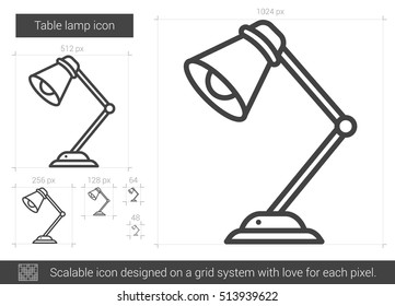 Table lamp vector line icon isolated on white background. Table lamp line icon for infographic, website or app. Scalable icon designed on a grid system.