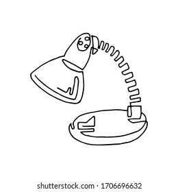 table lamp, vector, linear art, doodle, black and white
