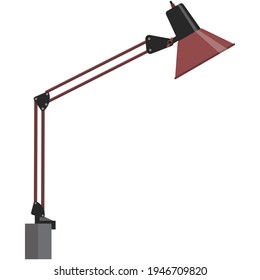Table lamp vector, office desk light isolated icon