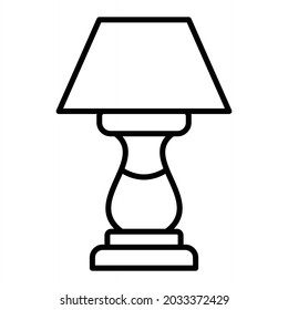Table lamp Vector Outline Icon Isolated On White Background
