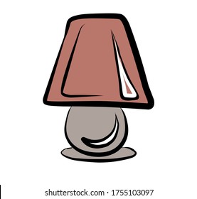 Table lamp. Vector picture drawn by hand from a set about home life and comfort. Household items and furniture. Doodle style. Isolated drawings.