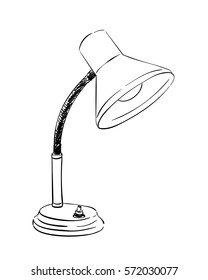 Tischlampe, Vektorgrafik, handgezeichnet, einzeln auf Weiß