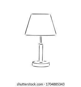 Table lamp vector sketch icon isolated on background. 