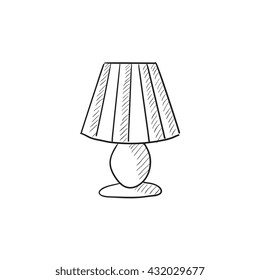Ícone de esboço vetorial da lâmpada da tabela isolado no plano de fundo. Ícone de luz de mesa desenhada à mão. Ícone de esboço da lâmpada de mesa para infográfico, site ou aplicativo.