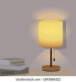 Table lamp vestor illustrator for decoration design interior at bed room, living room, office, hotel