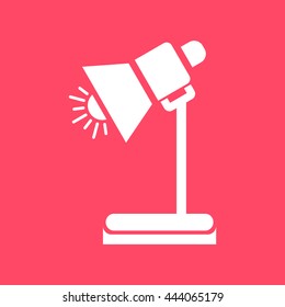 Table Lamp white icon on magenta color background. Eps-10.