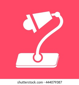 Table Lamp white icon on magenta color background. Eps-10.
