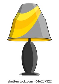 Table lamp in yellow and gray colours stands on a white background eps 10 illustration
