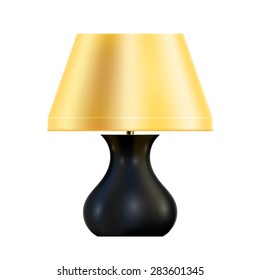 Table lamp with a yellow shade. Vector illustration