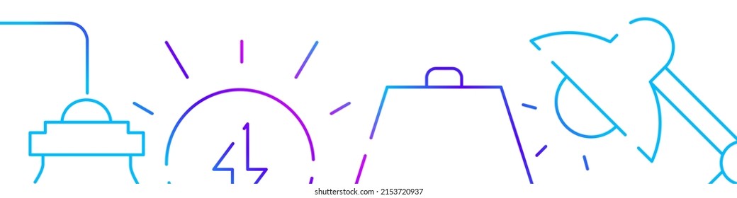 Table lamps. Exchange of ideas, dialogue related horizontal banner or bottom border template background. Flat gradient line vector illustration isolated on white.