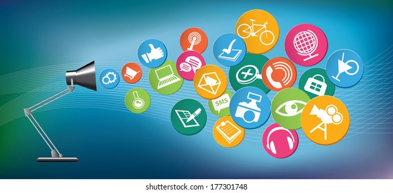 Table lamps with icons, Communication in the network social 