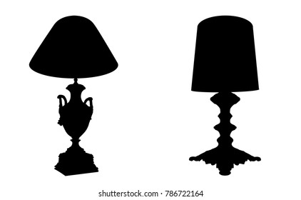 Table lamps on white background, vector illustration