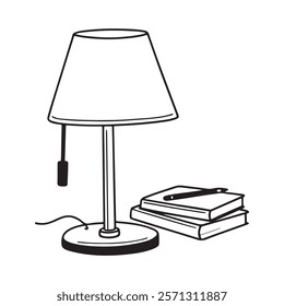 table lamps set silhouette vector illustration black and white image.