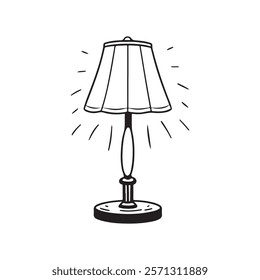 table lamps set silhouette vector illustration black and white image.