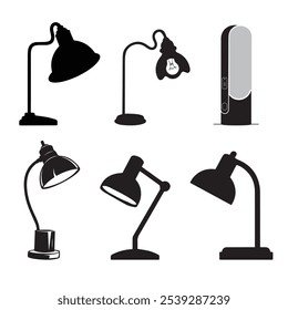 Table lamps silhouettes vector Collection