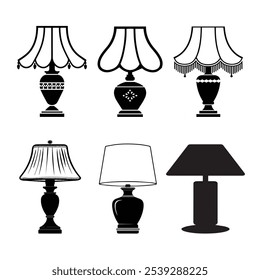 Table lamps silhouettes vector Collection