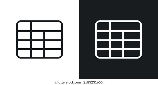 Table layout icons in black and white liner strokes for web design.