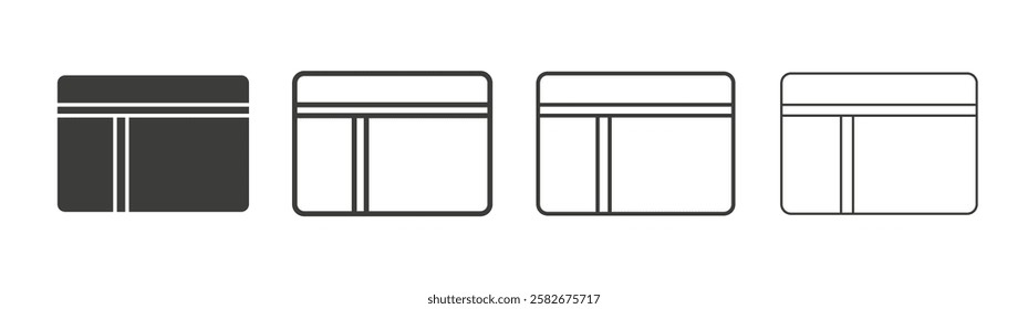 Table layout icons set vectors graphic designs