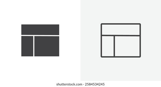 Table layout icons vectors illustrations in black fill and liner versions