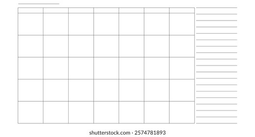 Table layout. Organized grid template. Minimal design chart. Vector illustration.