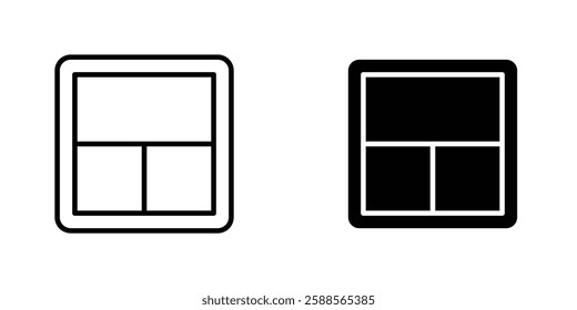Table layout vectors icons set in filled and strokes on white background