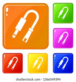 Table LED lamp icons set collection vector 6 color isolated on white background