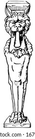 Table Leg have lion face in front in design, vintage engraving.