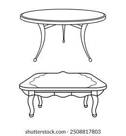 Table line art silhouette vector style illustration