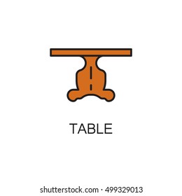 Table line icon. High quality pictogram of table for home's interior. Outline vector symbol for design website or mobile app. Thin line sign of mirror for logo, visit card, etc.