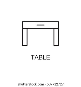 Table line icon. High quality pictogram of table for home's interior. Outline vector symbol for design website or mobile app. Thin line sign of mirror for logo, visit card, etc.