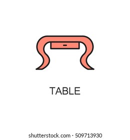Table line icon. High quality pictogram of table for home's interior. Outline vector symbol for design website or mobile app. Thin line sign of mirror for logo, visit card, etc.