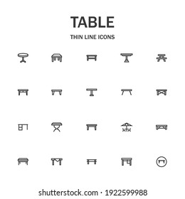 Conjunto de iconos de la línea de tabla. Colección de signos modernos para diseño web y aplicación móvil. Pictogramas de la casa. Icono negro sobre fondo blanco. Colección de logotipo de esquema de alta calidad
