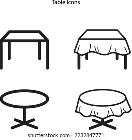 Table line icon set isolated on white background. Collection of vector symbol in trendy flat style. Table sings for design.