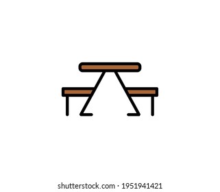 Table line icon. Vector symbol in trendy flat style on white background. Travel sing for design.
