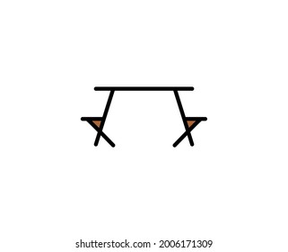 Icono de línea de tabla. Símbolo vectorial en estilo plano y a la moda sobre fondo blanco. Cantar de viajes para diseño.