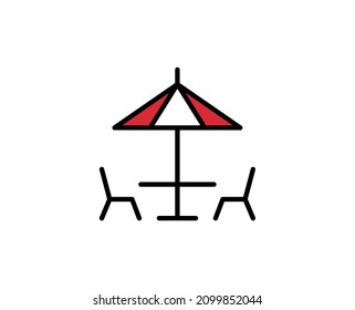 Table line icon. Vector symbol in trendy flat style on white background. Travel sing for design.