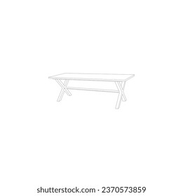 table line vector illustration, isolated on white background.Top view. Hand-drawn collection of various round coffee tables. Linear drawing. Isolated vector objects on white background. Clipart.