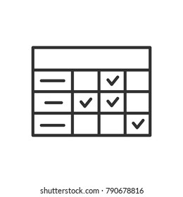 Table. linear icon. Line with Editable stroke