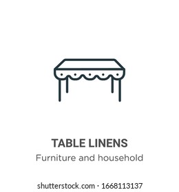 Table linens outline vector icon. Thin line black table linens icon, flat vector simple element illustration from editable furniture and household concept isolated stroke on white background