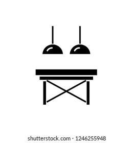 Table in the living room black icon, vector sign on isolated background. Table in the living room concept symbol, illustration 