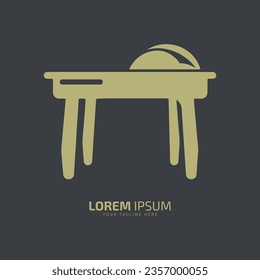 table logo, desk vector, office table icon, home table silhouette design minimal symbol of school desk