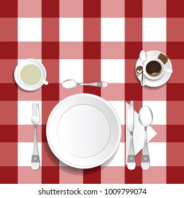 table for lunch with coffee and tea illustration set two