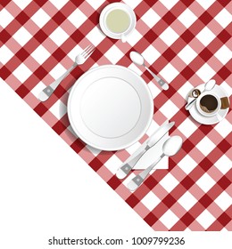 table for lunch with coffee and tea illustration set one