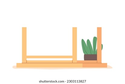 Tisch aus Holz, der sich verkehrt herum dreht, seine Beine und Gelenke wiedergibt und ein einzigartiges und faszinierendes Display schafft