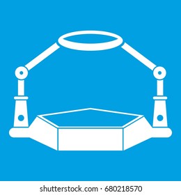 Table magnify icon white isolated on blue background vector illustration